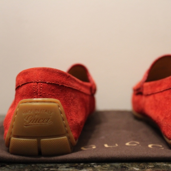 Gucci Red Suede Loafers - Picture 6 of 7